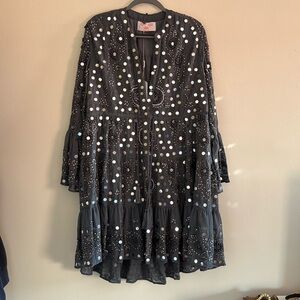 Vipul Shah Beaded Short Grey Dress